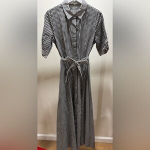 Calvin Klein Black and White Gingham Dress